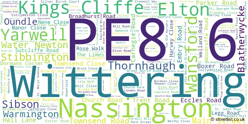 A word cloud for the PE8 6 postcode